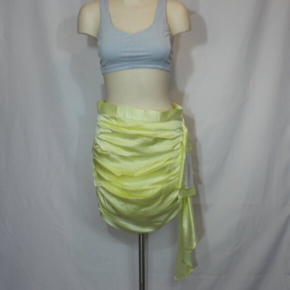 NWT Ciao Sea Draped Silk Skirt mini yellow side zapper size Large (European) - Picture 10 of 11